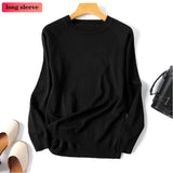 Sleeve Knit Pullover Tops Women Spring Summer Stripe Tshirts Korean White Black Knitwear Jumper Tee New