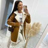 Fongt And Winter 2023 New Solid Color Thickened Lamb Wool Patchwork Coat Coat-23107-Outfit