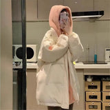 Down Cotton-Padded Jacket Women Winter Thick Padded Clothes Oversize Tide Winter Clothes 2024 New Students Fake Two Cotton-Padded Jacket-Outfit