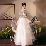 Fongt Exam Evening Dress Dress Banquet Temperament Light Luxury Small Student Vocal Music Student Dress Annual Host Dress Dress