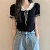 Fongt Style Doll Collar T-Shirt For Women's Summer New Sweet Spicy Head Short-Shoeed Sexy Ins Short-Sleeved