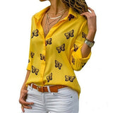 Long Sleeve Solid V-Neck Chiffon