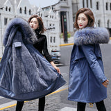 Large Size School To Overcome 200 Jin Coat Female Big Hair Collar Cotton-Padded Clothes Korean Version Add Velvet Waist Warm Cotton Clothes Female Tide-Outfit
