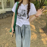 Fongt Sense Short-Sleeved T-Shirt Women Summer 2024 New Korean Version Slim Slim Short Student Jacket Women's