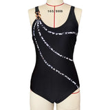 New Rounded Shoulder Strap Adjustable Band With Body Swimsuit Female Bareback Swimsuit Women's Solid Color