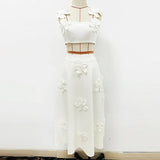 Fongt New Star Fashion Sling Vest Blouse Three-Dimensional Floral Half-Skirt Set Two-Piece Set
