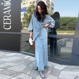 Fongt 2025 New Women's Loose Casual Comfortable Denim Dress Suit