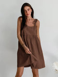 Fongt Cotton Dress Woman 2025 New Spring And Summer Holiday Wind Loose Sling Skirt A-Word Skirt