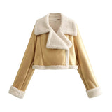 Fongt New Women's Collar Fur All-In-One Double-Sided Short Jacket Jacket