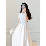 Commute Hepburn Wind White Temperament Vest Dress Waist Cold Wind Dress Show Thin Sling Dress Woman-Outfit