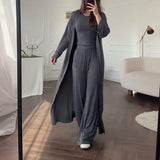 Fongt 2025 New Women's Round-Neck Long-Sleeved Broad-Legged Trouser Commuting Suit