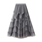 Fongt Half-Dress Summer 2025 New Irregular Mesh Dress With Thin High Waist Fluffy Cake Skirt D2507