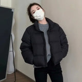 Ken Bean Wind Short Down Jacket Women's Winter 2023 New Small White Duck Velvet Maillard Standing Collar Coat-Outfit
