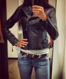 Leather Jackets 2023 New Black Slim Moto Bikers Jacket Women Long Sleeved Zipper Spring Autumn Outerwear Leather