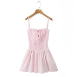 Cami Buttoned Style Pleated Tie Up Mini Dress-Outfit