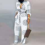 Fongt New Women's Loose Plus Size Print High Waist Casual Straight Jumpsuit