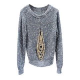 Fongt Fashioned Women 2025 Spring New Comfortable Temperament Casual Loose Round Collar Chain