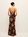Fongt 2025 New Sling Print V-Necked Trousers Short-Sleeved Women's Waist French Jumpsuit
