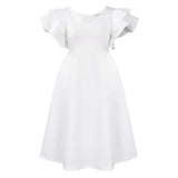 Fongt Summer New Lotus Leaf Side High-Waist A-Shaped Dress Party Dress