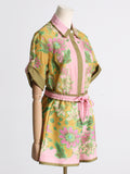 Fongt 2025 New Unique Printed Design Shirt Top + Casual Shorts Niche Fashion Set