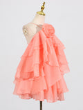 Fongt Wind Hanging Neck Dress Woman 2025 Spring New Fashion Fresh Lotus Leaf Design Sense Solid Color Short Dress