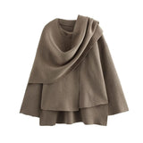 Fongt Autumn Women's Asymmetric Scarf Short Knitted Coat W063 2819