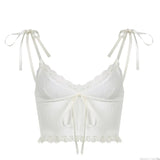 Fashion Wish New Blouse Solid Color Sexy Low V Collar Lace Lace Short Sling