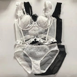 Fongt Lace Small Flying Sleeve Corset Soft Steel Ring Fish Bone Bouquet Of Beautiful Vest Bunny Cup Bra Set