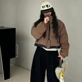 Vintage Down Bread Clothes Female 2024 Winter Design Feel Double Zipper Trend Advanced Feel White Duck Down Coat-Outfit
