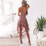 V-neck irregular lace stitching dress Party