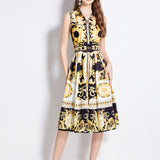 Fongt Court-Styled Dress Women's Summer Sleeveless Waist Thin Design Small Light Luxury Temperament Long Dress