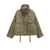 Fongt Women's Explosive Standing Water Corrugated Cotton Clothes Cuffs Loose Coat