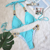 Fongt Hot-Selling New Crystal Diamond Chain Swimsuit Split Swimsuit Sexy