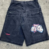 Y2K Vintage Denim Shorts Men's Harajuku Punk High-Waisted Denim Shorts-Outfit
