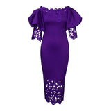 Fongt New Shoulder-To-Shoulder Bag Lace Spliced Lantern Sleeve Dress Dress Dress Dress