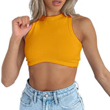 Fongt Women's New Women's Sexy Sleeveless Round Neck Rib Knit Vest Crop