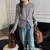 Neck Short Sweater Women 2024 Fall New Design Sense Minority Soft Waxy Lazy Sweater Sweater Girl-Outfit