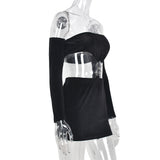 Sexy Slash Neck Off Shoulder Cut Out Mini Dress Women Backless Long Sleeve Bodycon Dresses 2021 Fall Black Goth Cute