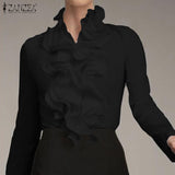 Asymmetrical Tops Women's Spring Blouse ZANZEA 2023 Casual Button Down Blusas Female Lapel Long Sleeve Shirts Oversized 1028-1-Outfit