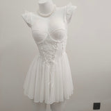 Fongt Mesh Strap Pure Windy Pajamas Female Summer Sexy Sling Aja Skirt With Chest Cushion 2025 New Home Set