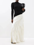 Vintage Style Dress Women 2025 Spring New Temperament Elegant Literary Splicing Color High-Waist Long