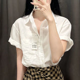 Fongt Kong Style Loose Top Women 2024 Summer New French Chic Design Sense Small High-Grade White
