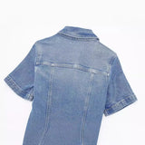 Fongt Women's Summer 2024 New Denim Mini Dress-Outfit
