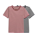 Fongt Homemade New Women's Classic Striped Short-Sleeved Knitted T-Shirt 2893028