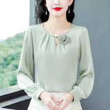 Fongt Satin Shirt Female Spring New Gentle Foreign Style Pearl Hanging Feeling Foreign Style Jacket-Outfit