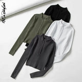 Pullovers Zipper Front Knitted Sweaters Jumpers Y2k Women Autumn Winter Tight Slim High Neck Basic Sweater Women