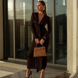 Pleated Tassel Long Sleeve Maxi Dress-Outfit
