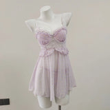 Fongt Heavy Industry Love Net Yarn Pure Sexy Pyjamas Summer Gentle Wind Thin Chest Sling Pajamas Set