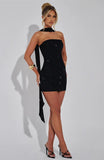 Sequin Tube Bodycon Mini Dress With Sparkle Scarf Collar-Outfit