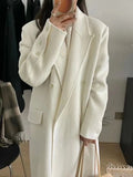 Women's Cashmere Coat Loose Warm Solid Long Coat for Women 2023 Fashion Thickening Off White Green Black Winter Jacket for